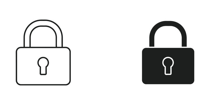 Open and closed padlock icons in simple line art style