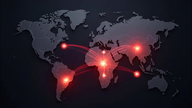 World map animation showing hantavirus spread and global outbreak
