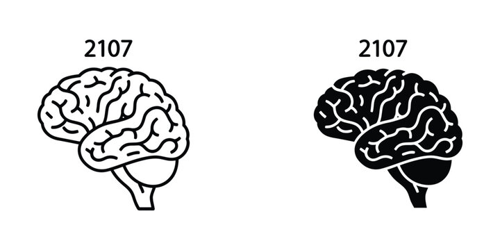 Black and white brain illustration with side view