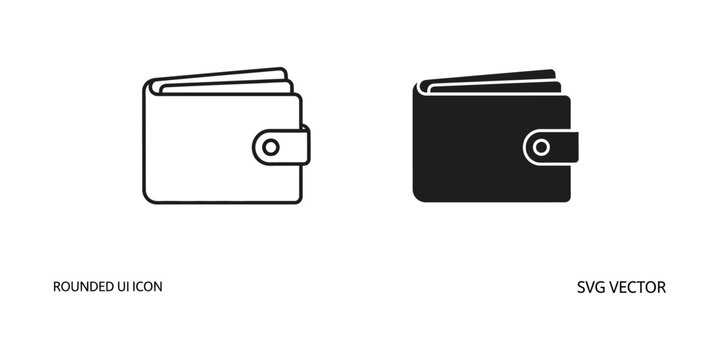 Modern wallet icon set with rounded and filled styles