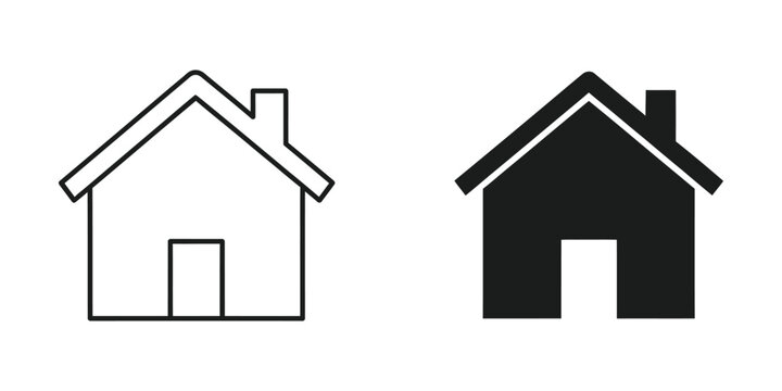 Simple house icon with door contrast comparison