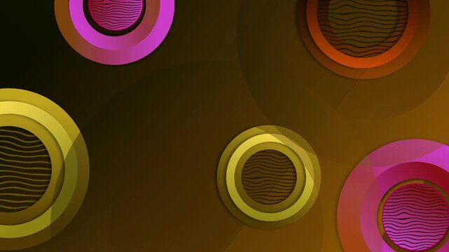Abstract layered circles with wavy line centers background animation