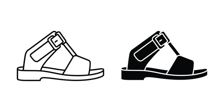Black and white sandal flat design illustration