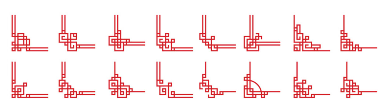 chinese red frames corners dividers of luck knot
