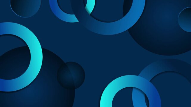 Abstract dark background with overlapping gradient rings and circles animation, modern minimal composition