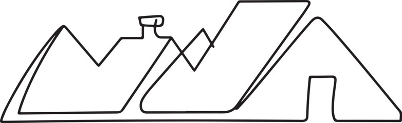Fototapeta premium Continuous one line drawing of a house with a garage and chimney on Line Drawing Illustration