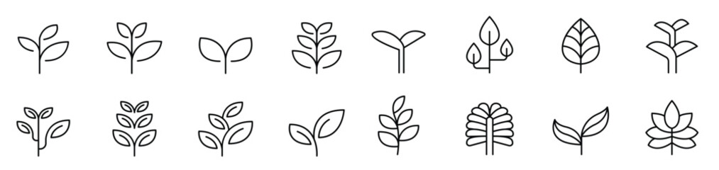 Sprout icon set in thin line style vector  © Esnudr