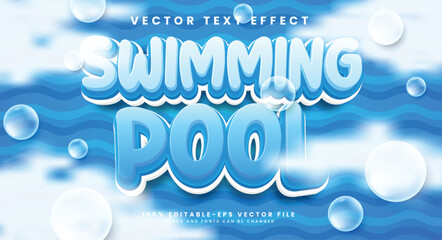 Swimming pool editable vector text effect with blue water concept. © VFX Pro
