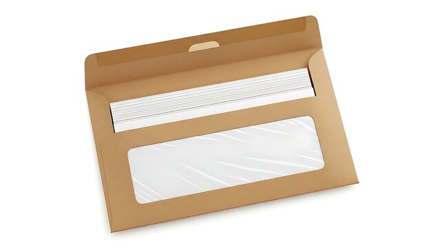 Brown envelope with a clear plastic window