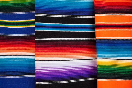 Colorful Mexican blankets on a market stall, Cancun,Yucatan Peninsula, Quintana Roo,