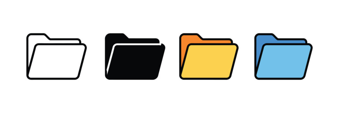 File folder icon set with transparent background. File folder flat illustration. File folders set