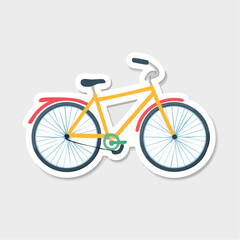 Fototapeta premium Flat Design Yellow Bicycle Sticker