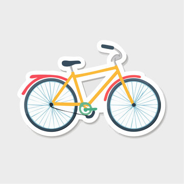 Flat Design Yellow Bicycle Sticker