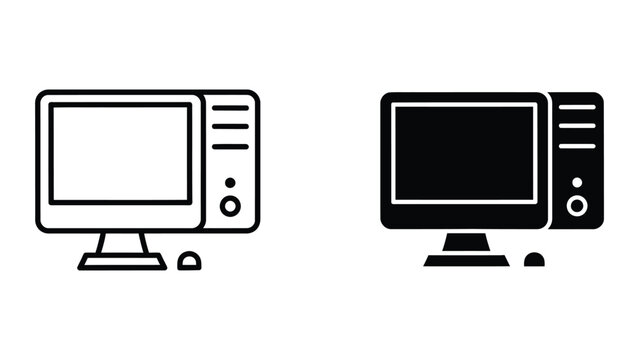 Black and white desktop computer with monitor and tower