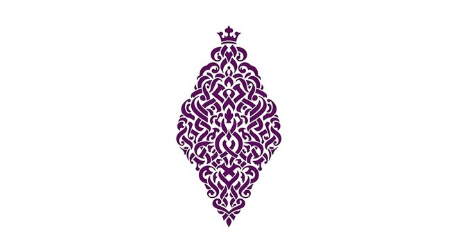 Majestic Royal Purple Ornamental Emblem with Crown, Elegant Decorative Flourish for Luxury Branding White Background