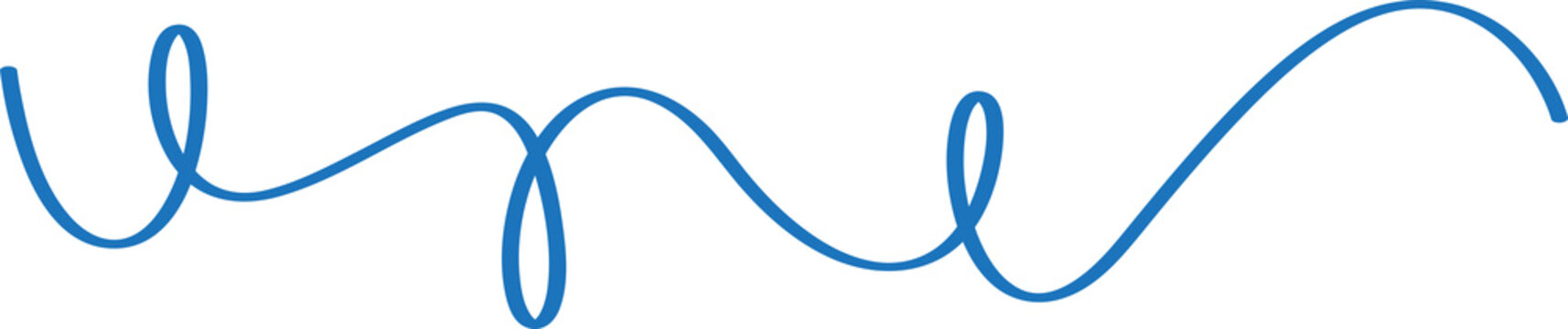 Blue handwritten wavy signature style letter w isolated on transparent background