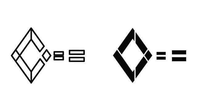 Minimalist equal and parallel sign icons set in diamond shape