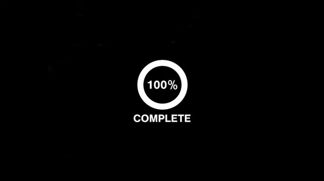 A graphic illustration of a fully accomplished digital process, marking total success and the culmination of an effort with 100% complete