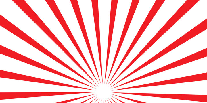 red Sunburst for the background. flag of japanese. The rising sun. vector.