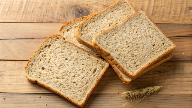 slices of bread on wooden table