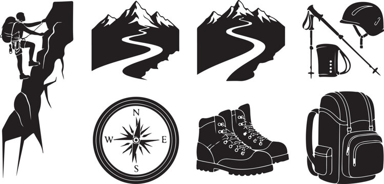Black and white of compass, clock, and navigation tools hourglass protractor sextant