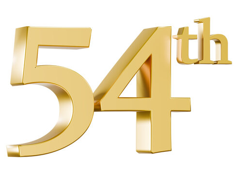 Polished gold 54th anniversary 3D render