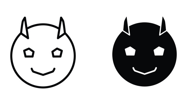 Smiling devil and happy demon face illustration