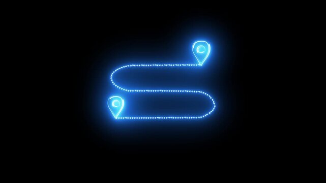 neon map location pin icon animations connected