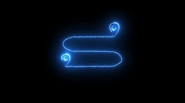 neon map location pin icon animations connected