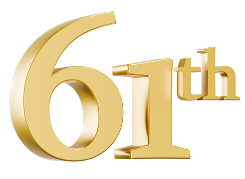 Shiny 3D gold 61th anniversary number