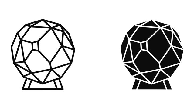 Geometric soccer ball on tripod stand illustration