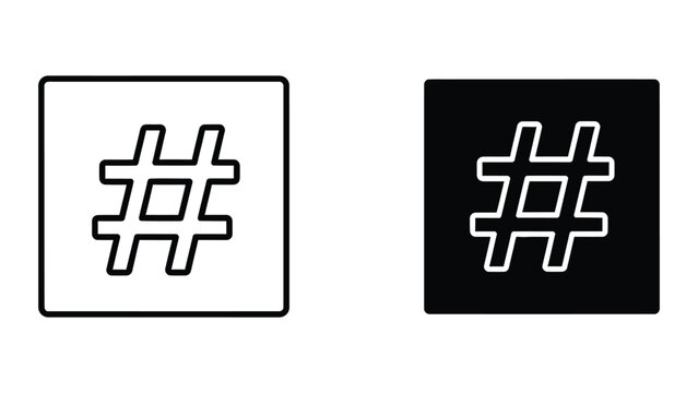 Modern hashtag icon on contrasting backgrounds
