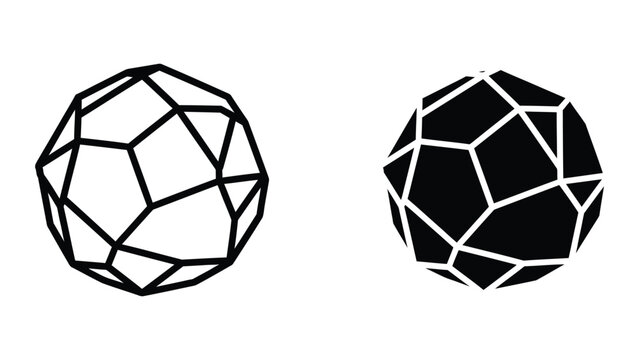Dual geometric sphere illustration with pentagons and hexagons