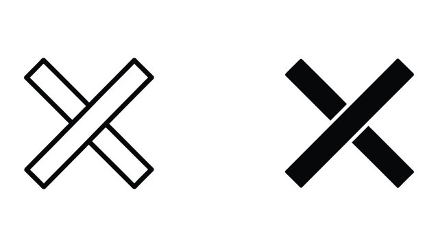 Simple black and white crossed lines icon design