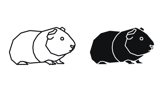 Two guinea pigs sitting side by side in different colors