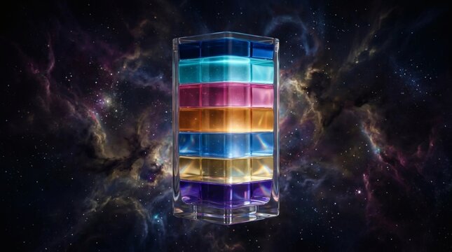 Glass prism with colorful refracted light.