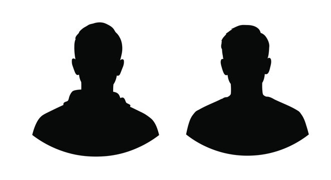 Two male head silhouettes against a white background silhouette