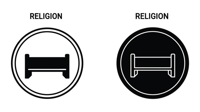 Minimalist religion icon with bed symbol in circle