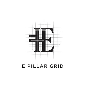 E Pillar Grid Logo Design Template.