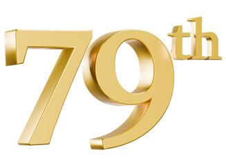 Shiny gold metallic 79th number 3D render © Chetra168