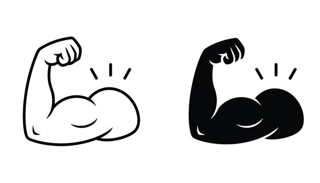 muscles icon set, Muscle arm, bicep, vector illustration on transparent background