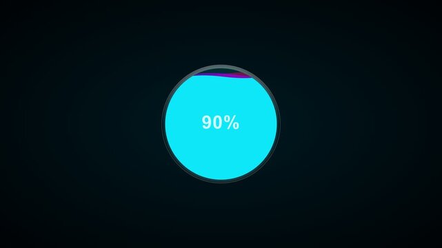 Cyberpunk Liquid Loader Animation Showing Progress from 0 to 100 Percent