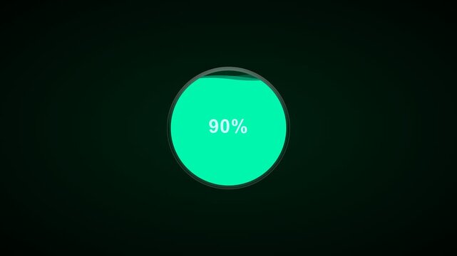 Emerald Liquid Progress Bar Animation from Zero to 100 Percent