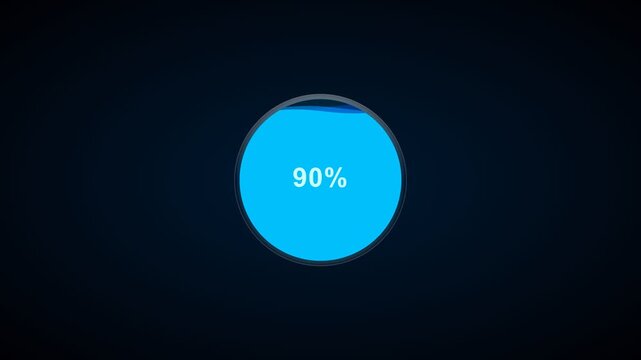 Liquid Loading Circle Shows Progress from 0 to 100 Percent