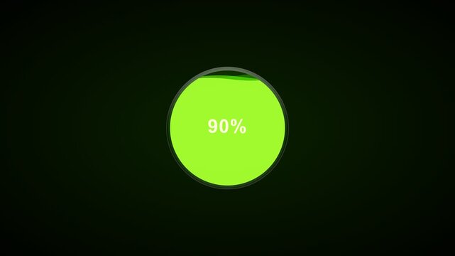 Green Circle Loading Indicator Showing Progress from Zero to One Hundred Percent