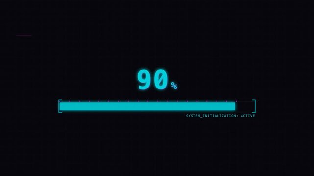 Futuristic Loading Bar with Neon Cyberpunk Animation and System Initialization Status