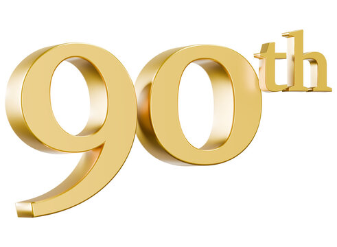 Shiny gold 90th anniversary 3D render