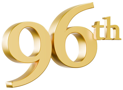 Shiny gold 96th ordinal number 3D graphic