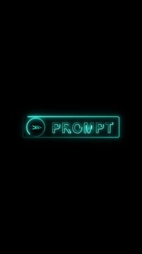 Neon blue prompt button with forward arrow. Prompt button glowing light. Neon blue prompt button for user interface navigation.