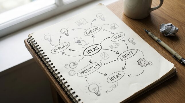 Notebook Page Filled With Flowchart Ideas